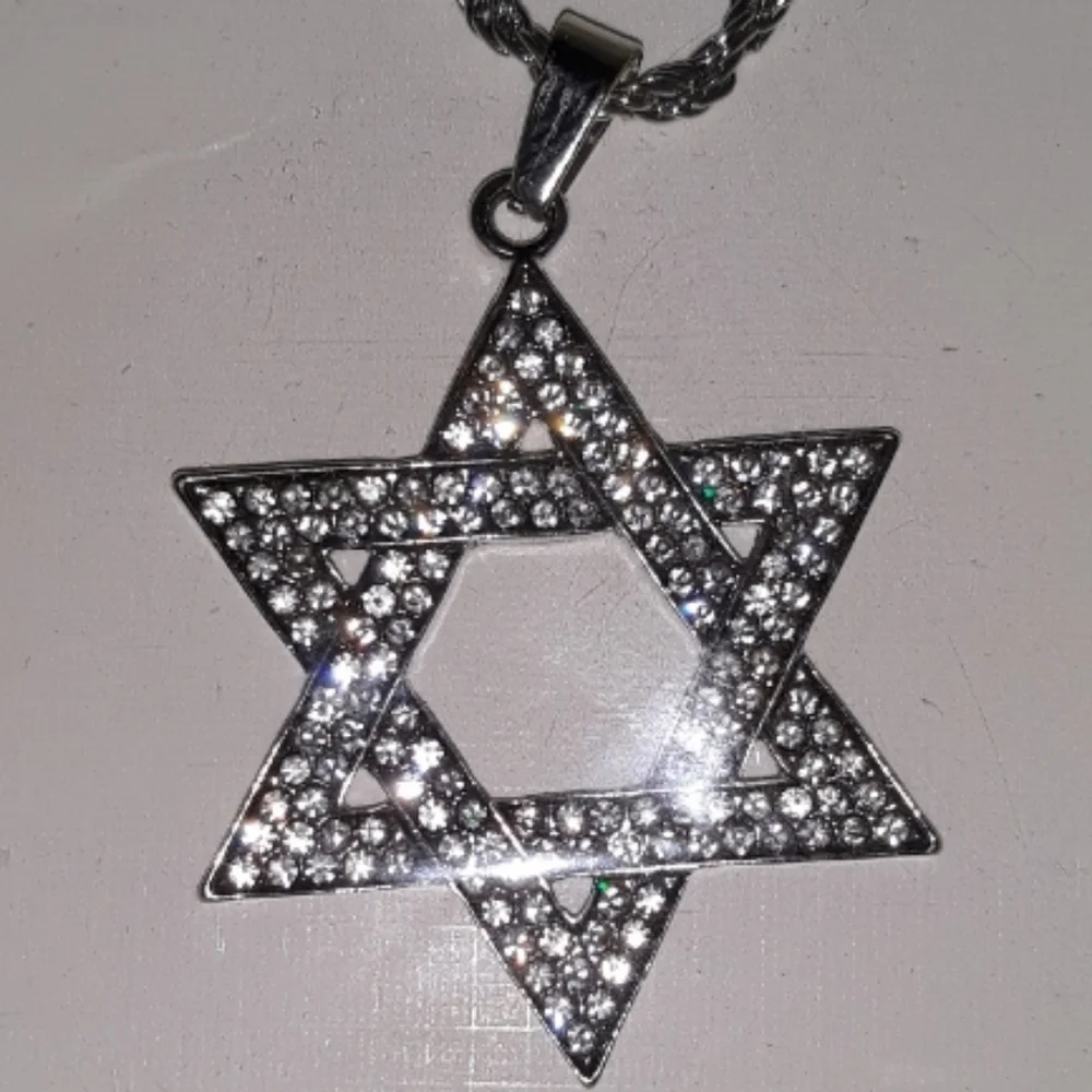 NEW Silver Star of David Megan Pendant Necklace 18k white gold pl over ss NWT